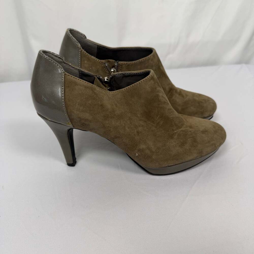 Bandolino Cardinal Suede and Patent Leather Platform Ankle Booties